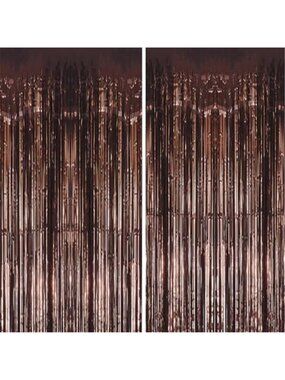 Gold Foil Fringe Curtain Backdrop Metallic Tinsel Party Decoration Set